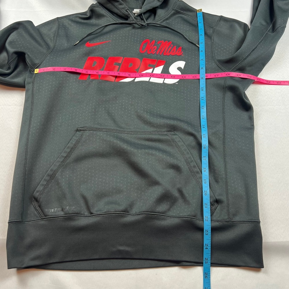 Nike Ole Miss Rebels Therma-FIT Hoodie Pullover Gray Sweatshirt NCAA Fan Gear - Picture 7 of 9